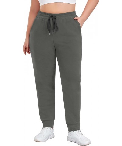 Women's Plus Size Fleece Lined Sweatpants Workout Athletic Jogger Fleece Pants Winter Clothes Grey $20.29 Activewear