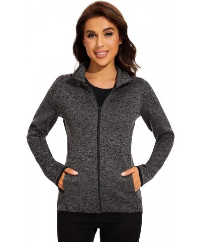 Women Fleece Zip Up Jacket Light Sweater Jacket Charcoal Mix $23.09 Jackets