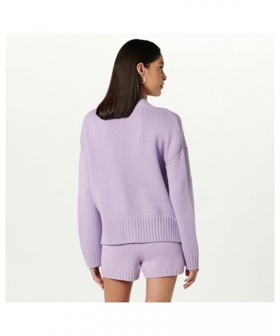 Women's Brigitte Chunky Button-Front Pocket Ribbed Cardigan Digital Lavender $27.43 Sweaters