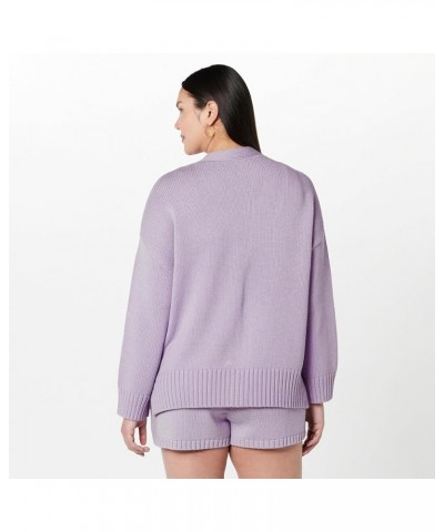 Women's Brigitte Chunky Button-Front Pocket Ribbed Cardigan Digital Lavender $27.43 Sweaters