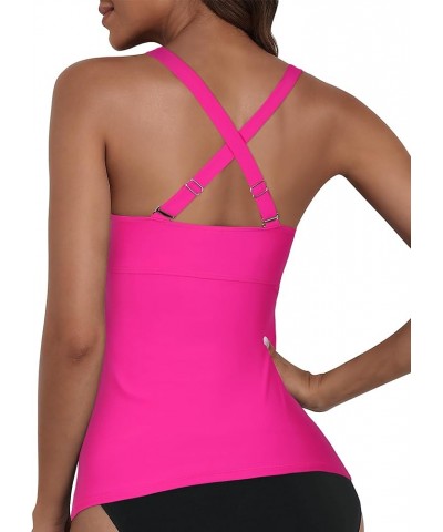 Womens Underwire Tankini Top Only Sexy V Neck Swimsuit Top for Big Busted Tummy Control Bathing Suits Hot Pink $22.54 Swimsuits