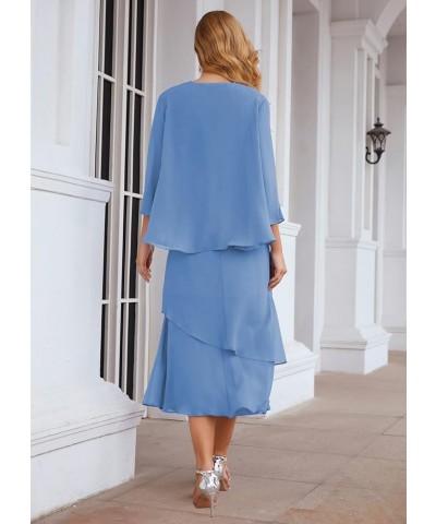 Mother of The Bride Dresses for Wedding Chiffon Formal Evening Gowns with Jacket Mother of The Groom Dress Plus Size Royal Bl...