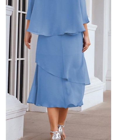 Mother of The Bride Dresses for Wedding Chiffon Formal Evening Gowns with Jacket Mother of The Groom Dress Plus Size Royal Bl...