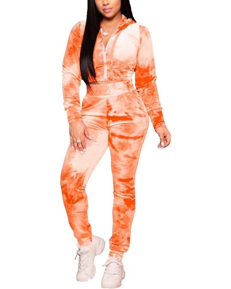 Two Piece Velour Outfits For Women Matching Lounge Sets 3186 Orange $11.75 Activewear