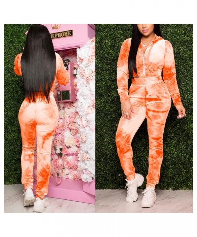 Two Piece Velour Outfits For Women Matching Lounge Sets 3186 Orange $11.75 Activewear