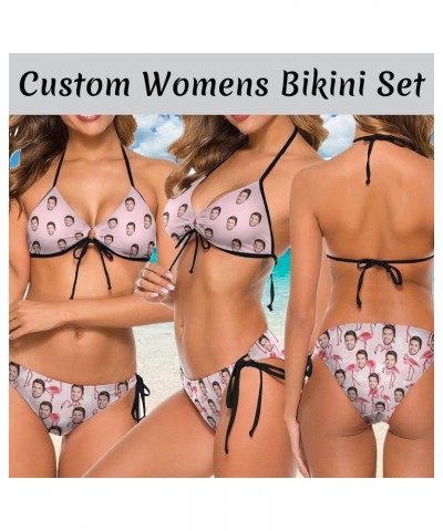 Custom Face Couple Matching Swimsuit Personalized Print Women's Bathing Suit&Men's Swim Trunks Beach Shorts for Summer Gift m...