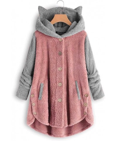 Women 2023 Fleece Sherpa Hooded Jackets Winter Warm Button Down Cardigan Oversized Faux Fur Teddy Coat with Pockets 9999-new2...