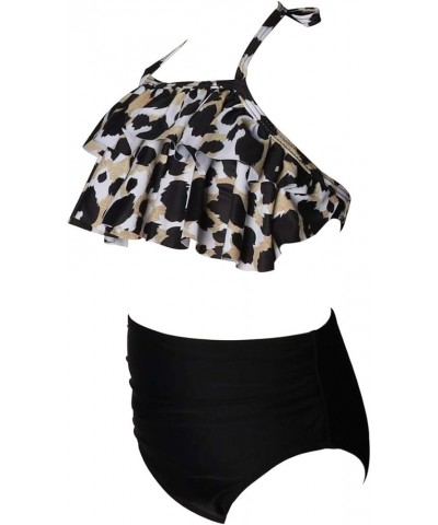 Girls Kids Swimsuit Two Pieces Bikini Set Ruffle Falbala Swimwear Bathing Suits Leopard + Black $10.12 Others