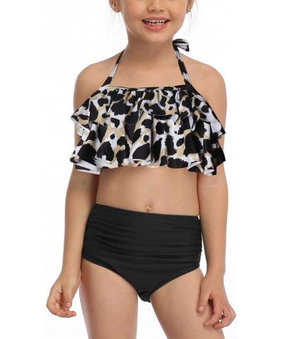 Girls Kids Swimsuit Two Pieces Bikini Set Ruffle Falbala Swimwear Bathing Suits Leopard + Black $10.12 Others