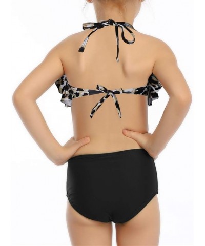 Girls Kids Swimsuit Two Pieces Bikini Set Ruffle Falbala Swimwear Bathing Suits Leopard + Black $10.12 Others