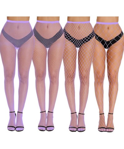 Womens 3/4 Length Fishnet Mesh See Through Slim Fit Leggings Short Half Pants 3 Lavender H $10.32 Leggings