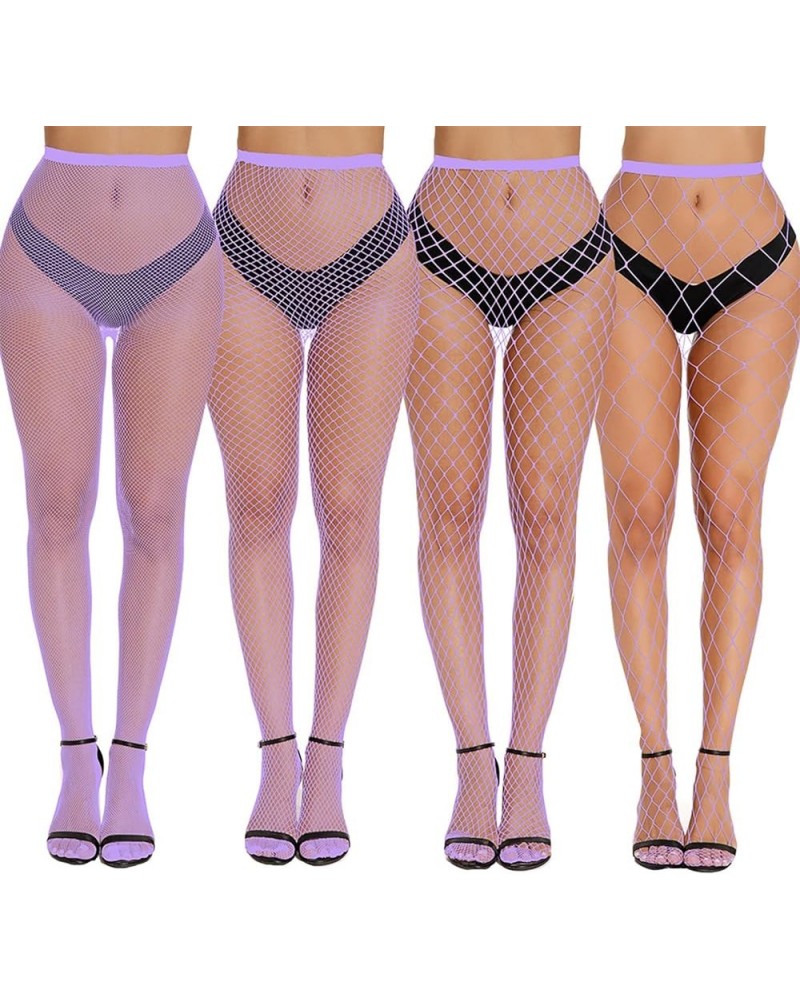 Womens 3/4 Length Fishnet Mesh See Through Slim Fit Leggings Short Half Pants 3 Lavender H $10.32 Leggings