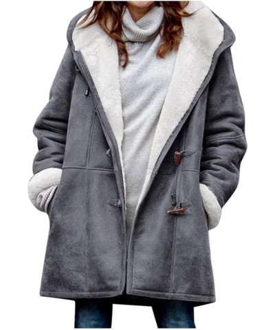 Womens Fall Fashion 2023 Fleece Sherpa Winter Coats Warm Thick Fuzzy Clothes Plus Size Trendy Jacket Zipper Outerwear B Gray ...