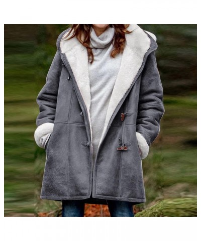 Womens Fall Fashion 2023 Fleece Sherpa Winter Coats Warm Thick Fuzzy Clothes Plus Size Trendy Jacket Zipper Outerwear B Gray ...