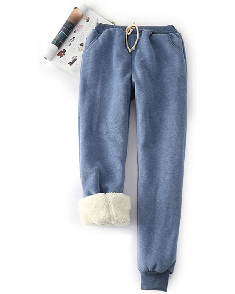 Womens Sherpa Lined Sweatpants Winter Warm Fleece Pants(Blue-S) $18.85 Activewear