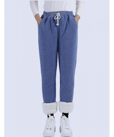 Womens Sherpa Lined Sweatpants Winter Warm Fleece Pants(Blue-S) $18.85 Activewear