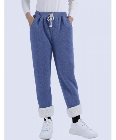 Womens Sherpa Lined Sweatpants Winter Warm Fleece Pants(Blue-S) $18.85 Activewear