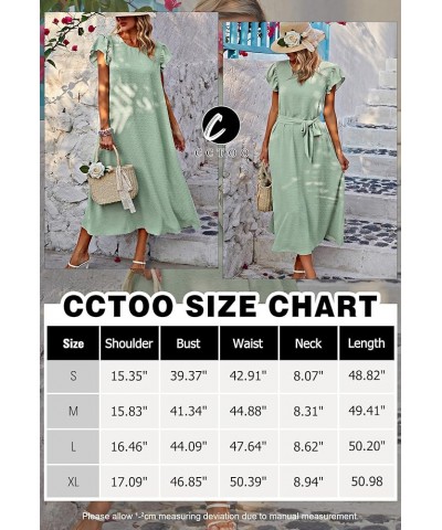 Women's Casual Maxi Dresses - Cap Sleeve Crew Neck Summer Swiss Dot A Line Loose Flowy Boho Long Dress with Pockets Light Gre...