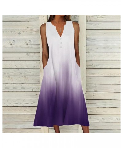 Beach Dresses for Women 2024 Vacation Floral Print Sleeveless Sundress Casual V Neck Flowy Plus Size Summer Dresses 15-purple...