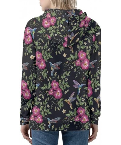 Women Zip Up Hoodies Casual Oversized Long Sleeve Jacket Loose Drawstring Sweatshirt with Pockets Hummingbird Floral $16.37 H...