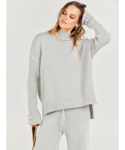 Women's Two Piece Outfits Sweater Sets Long Sleeve Knit Pullover and Wide Leg Pants Lounge Sets Gery $36.20 Activewear