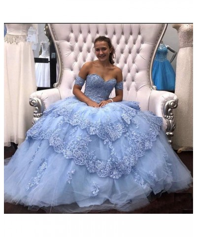 Women's Lace Appliques Ball Gown Quinceanera Dresses with Detachable Sleeves Black $70.95 Dresses