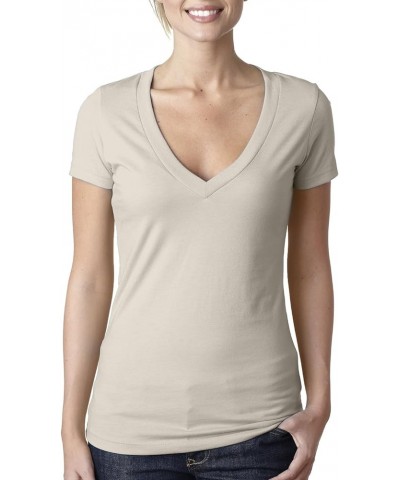 Apparel Women's CVC Deep V-Neck T-Shirt Sand $8.04 T-Shirts