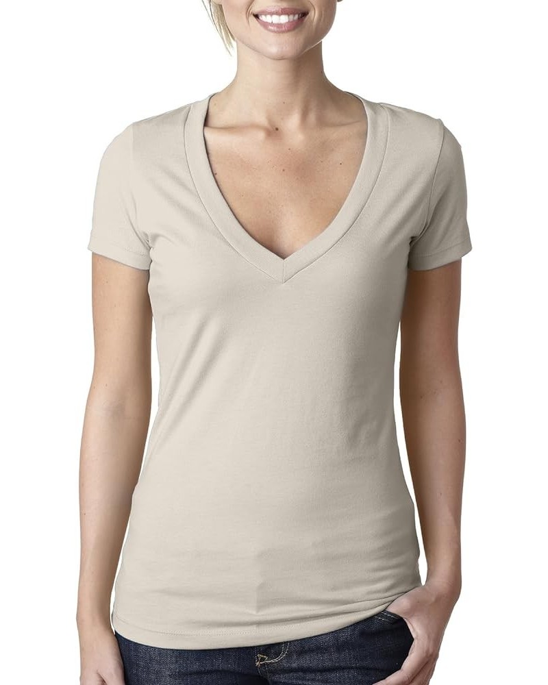 Apparel Women's CVC Deep V-Neck T-Shirt Sand $8.04 T-Shirts