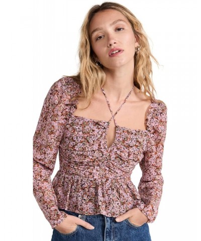 Women's Toni Top, Black/Pink Floral, S $17.21 Blouses