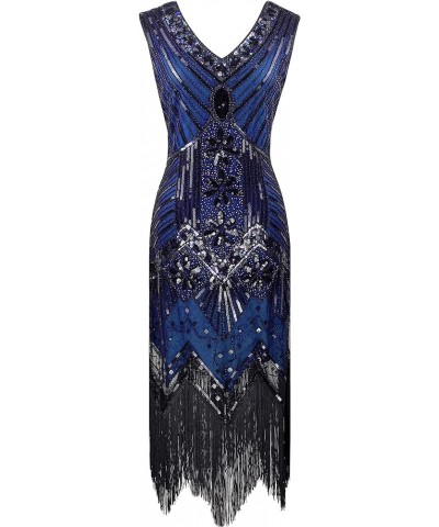 Vintage Women's Flapper Dresses 1920s Sequin Beaded Fringed Great Gatsby Dress Black&blue $24.88 Dresses