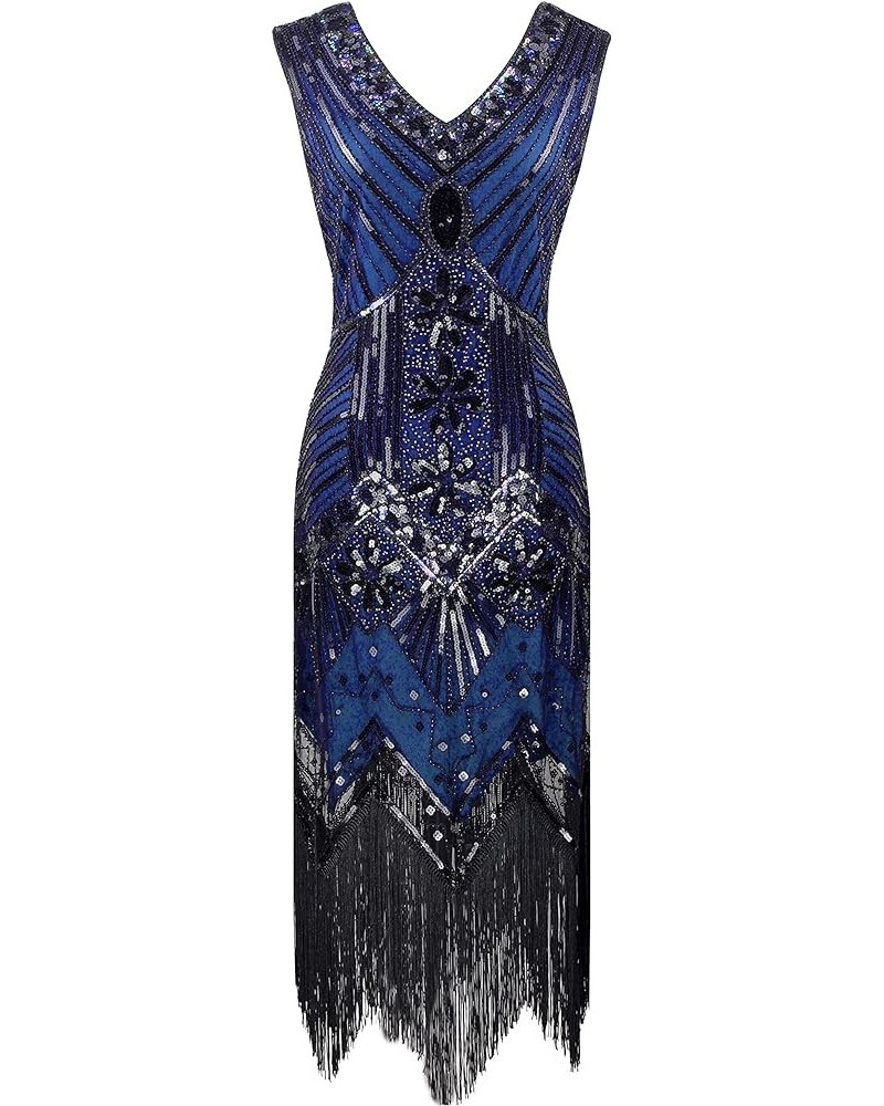 Vintage Women's Flapper Dresses 1920s Sequin Beaded Fringed Great Gatsby Dress Black&blue $24.88 Dresses