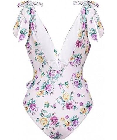 Women 2 Pieces Beach Swimsuit Floral Print Tropical Bikini Swimsuit with Cover up Wrap Skirt Bathing Suits Purple $18.90 Swim...