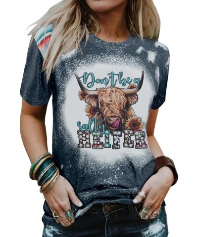 Cow Shirt Women Funny Cute Cattle Cowgirl T-Shirt Animal Graphic Tee Farm Life Casual Short Sleeve Tops D-bleached $14.74 Tops