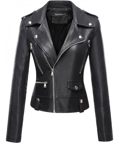 Women's Faux Leather Moto Biker Short Coat Jacket E Black17 $20.70 Coats