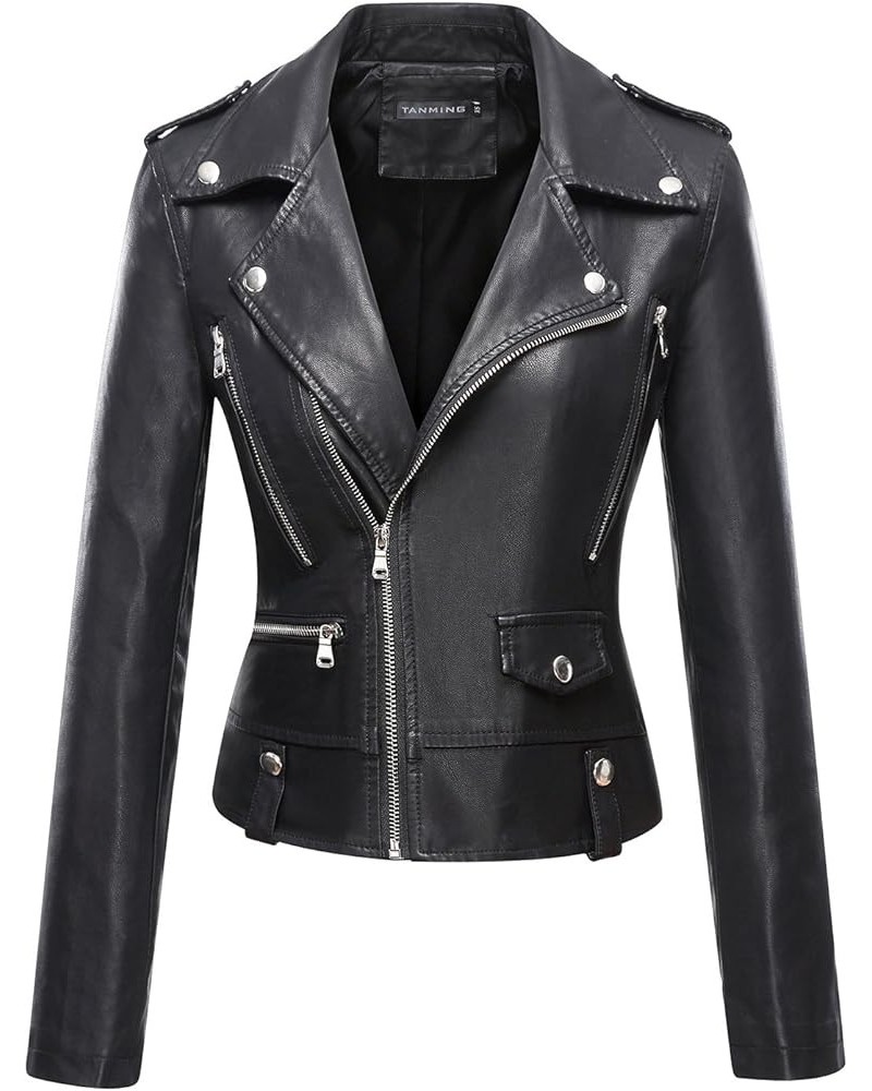 Women's Faux Leather Moto Biker Short Coat Jacket E Black17 $20.70 Coats