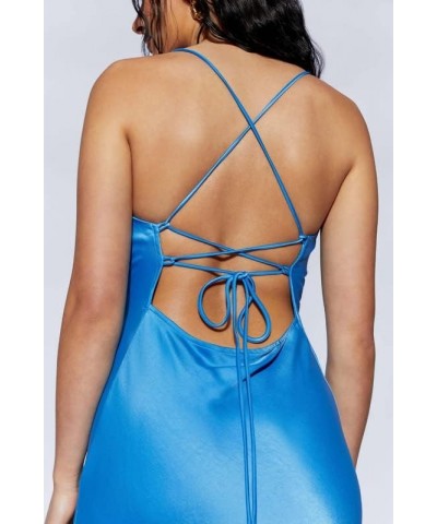 Women Strappy Halter Maxi Dress Tie Up Backless Bodycon Tube Long Dress Elegant Hollow Criss Cross Sundress Bule-1 $10.79 Dre...