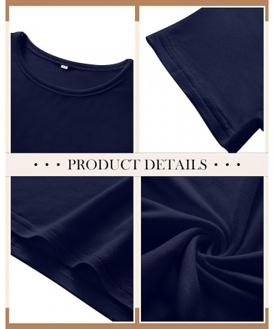 3 Pcs Women's Crop Top Crewneck Top Women Short Sleeve Crop Tshirt Round Neck Tee Shirt Womens Basic Crop Top Black, Navy Blu...