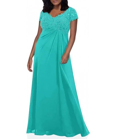 Lace Appliques Mother of The Bride Dresses for Wedding Plus Size Women's Long Formal Wedding Party Prom Gowns Aqua Blue $48.0...