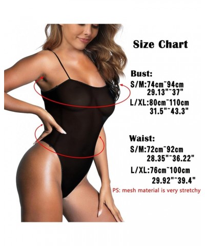 Bodysuit Sheer When Wet Swimsuit See Through Teddy Mesh One Piece Monokini Fishnet Teddies Black $11.88 Bodysuits