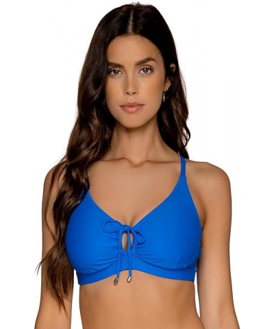 Women's Kauai Keyhole Bikini Top Swimsuit with Underwire Electric Blue $45.54 Swimsuits