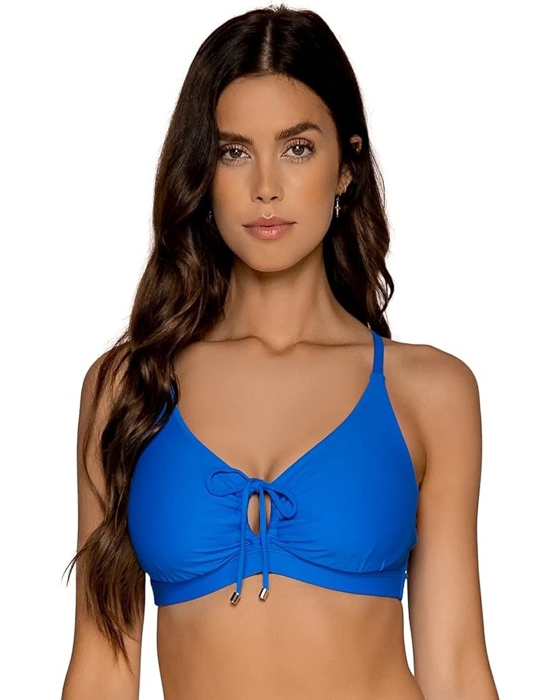 Women's Kauai Keyhole Bikini Top Swimsuit with Underwire Electric Blue $45.54 Swimsuits