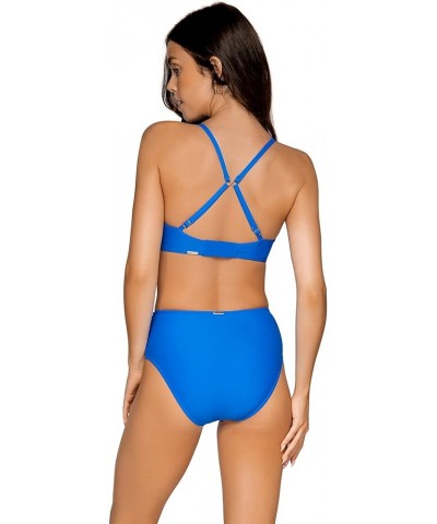 Women's Kauai Keyhole Bikini Top Swimsuit with Underwire Electric Blue $45.54 Swimsuits