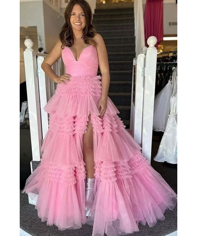 Spaghetti Straps Prom Dresses with Slit 2023 Sparkly Tulle Dress V Neck Formal Dresses for Women Evening CXL075 Dark Sage $54...