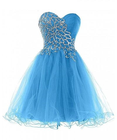 Strapless a Line Blue Crystal White Oranga Homecoming Dress Short Prom Dress Style3-gold $44.52 Dresses