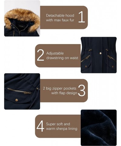 Women Twill Parka Jacket, Winter Fashion Warm Long Hood Coat with Faux Fur Collar Blueyellow $29.14 Jackets