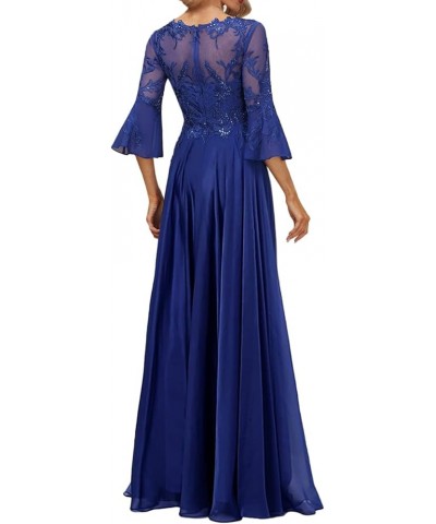 Mother of The Bride Dresses for Wedding Long Sleeve Lace Evening Dress Formal Gowns V Neck Chiffon Champagne $42.63 Dresses