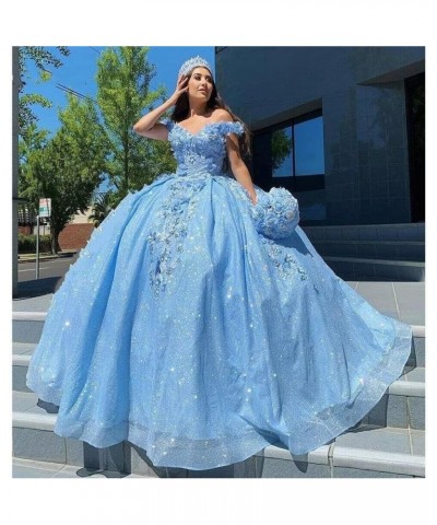 Gorgeous 3D Floral Quinceanera Dresses Puffy Tulle Ball Gowns for Women Off Shoulder Long Prom Dress FFtu09 Burgundy $55.68 D...