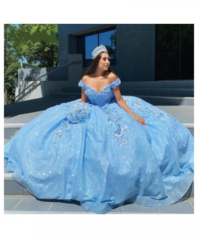 Gorgeous 3D Floral Quinceanera Dresses Puffy Tulle Ball Gowns for Women Off Shoulder Long Prom Dress FFtu09 Burgundy $55.68 D...