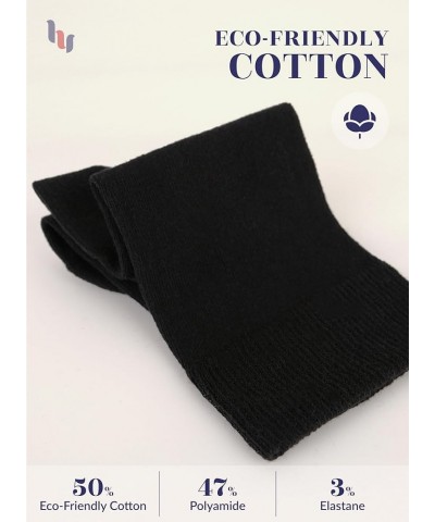 Women's Cotton Crew Socks, Plain Color, Regular Fit, Soft Casual Socks for Trouser, Shoe Size 6 to 12, 4 Pairs 03- Black (4 P...