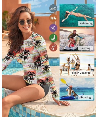 Women's Rash Guard UPF 50+ Long Sleeve Swim Shirts Thumb Holes UV Sun Protection Bathing Suit Swimsuit No Bottoms&Bras Sunset...